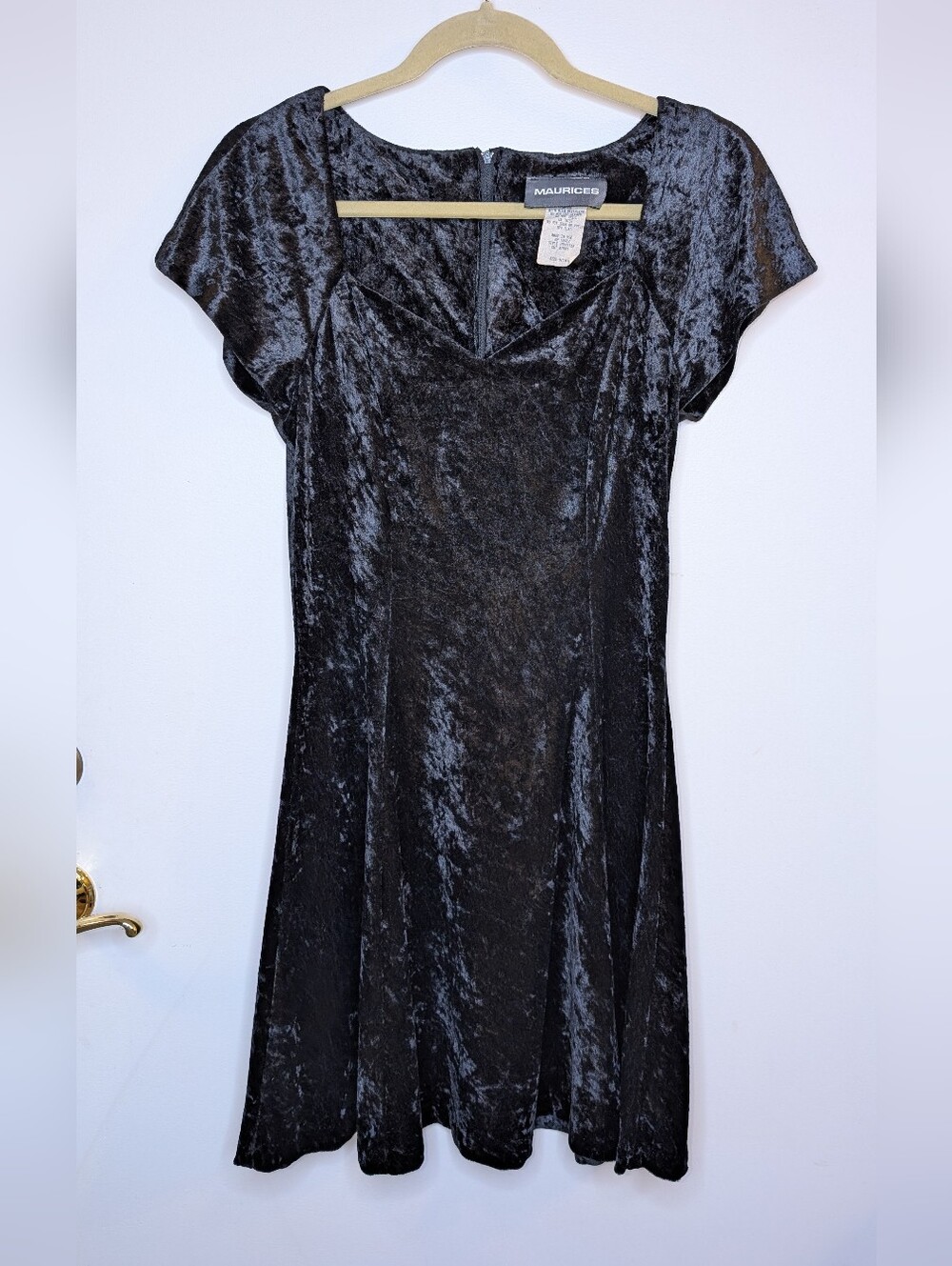 Maurices Black Crushed Velvet Midi Dress Y2K